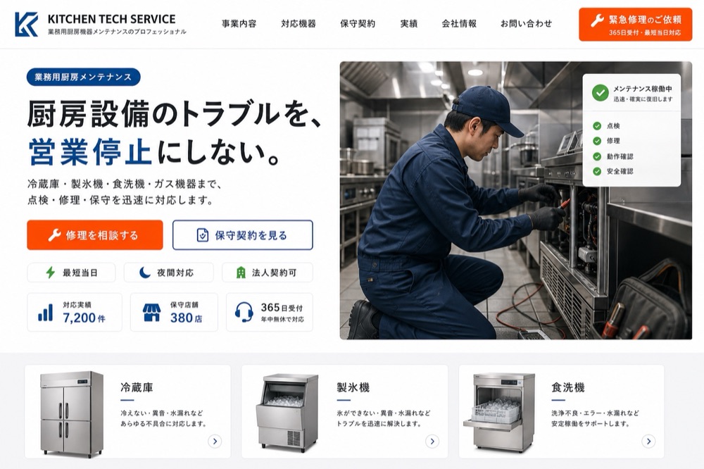 厨房機器修理 制作実績